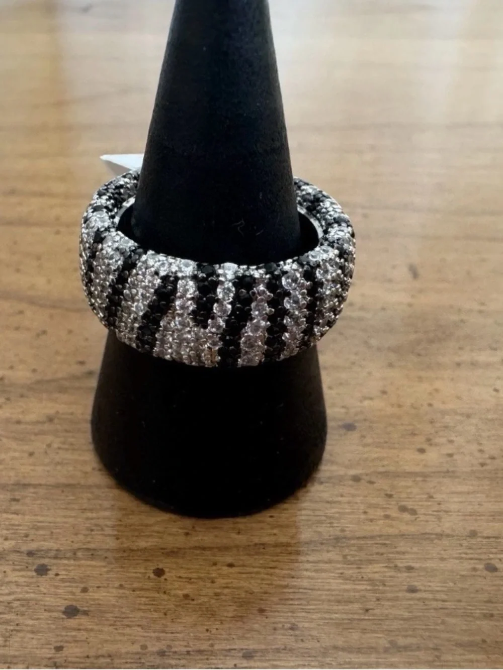 Bomb Party “Chic In The Wild” Zebra Ring Size 8 New Black & Diamond CZ
